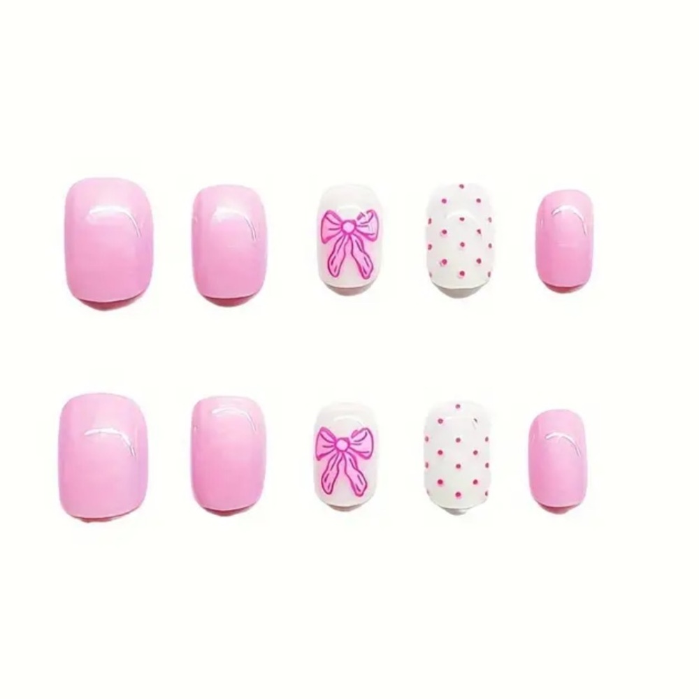 Pink and White Press on Nails. New. - Picture 3 of 3
